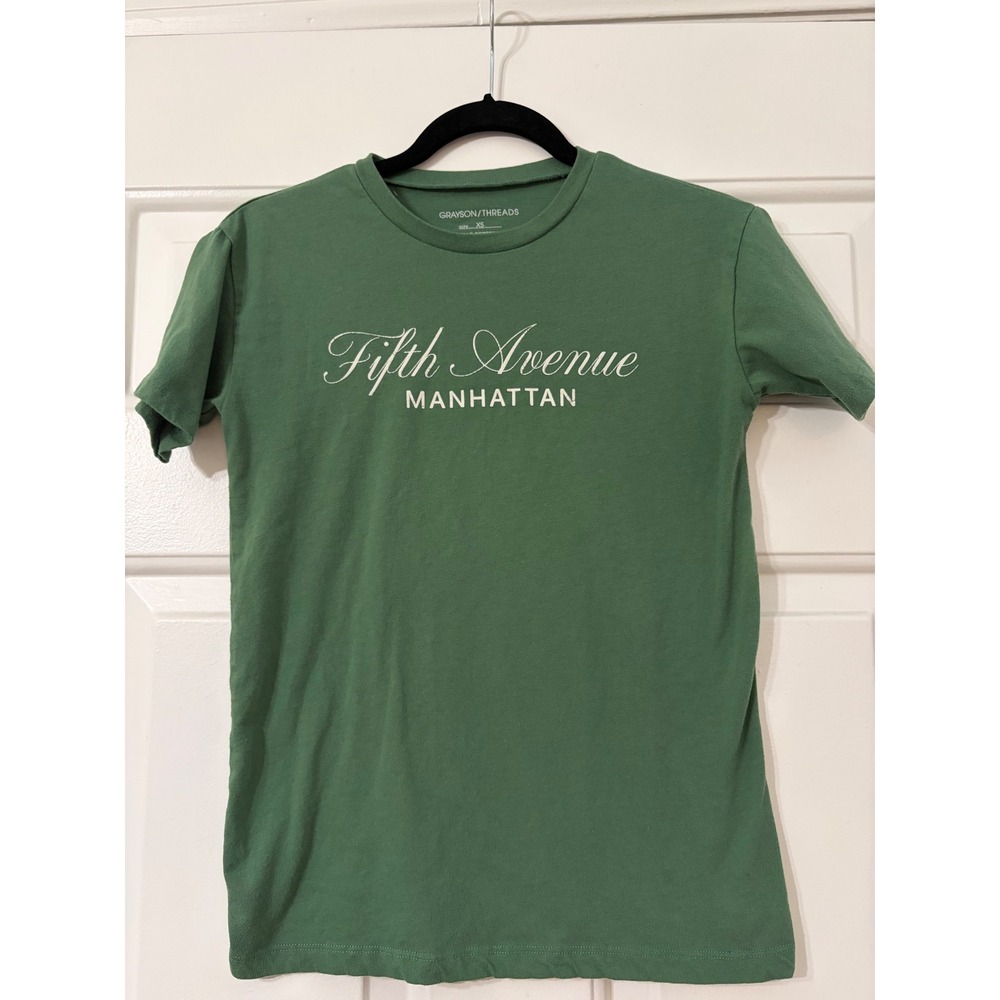 Womens Graphic Tee XS Green Grayson Threads Fifth Avenue Manhattan Shirt